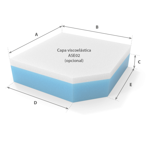 Asiento para Sofá Extraíble en espuma cortada a medida con cotas y capa viscoelástica - Modelo ASE02 - Corte a medida