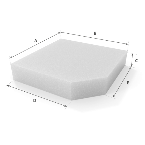 Asiento para Sofá Extraíble en espuma blanca cortada a medida con cotas - Modelo 4 - Corte a medida