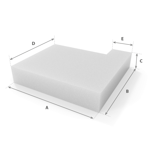 Asiento Lateral en espuma blanca cortada a medida con cotas - Modelo 1 - Corte a medida