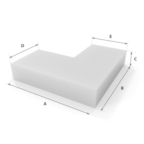 Asiento Lateral en espuma blanca cortada a medida con cotas - Modelo 2 - Corte a medida