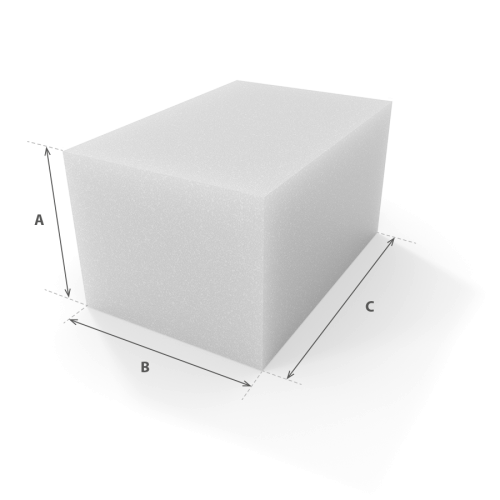 Cuadrada Rectangular en espuma blanca cortada a medida con cotas - Modelo 2 - Corte a medida
