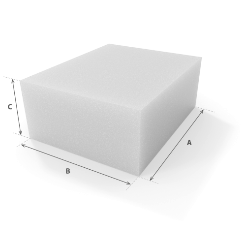 Cuadrada Rectangular en espuma blanca cortada a medida con cotas - Modelo 4 - Corte a medida