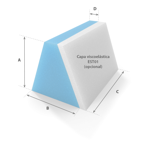 Silla Trapecio en espuma cortada a medida con cotas y capa viscoelástica - Modelo EST01 - Corte a medida