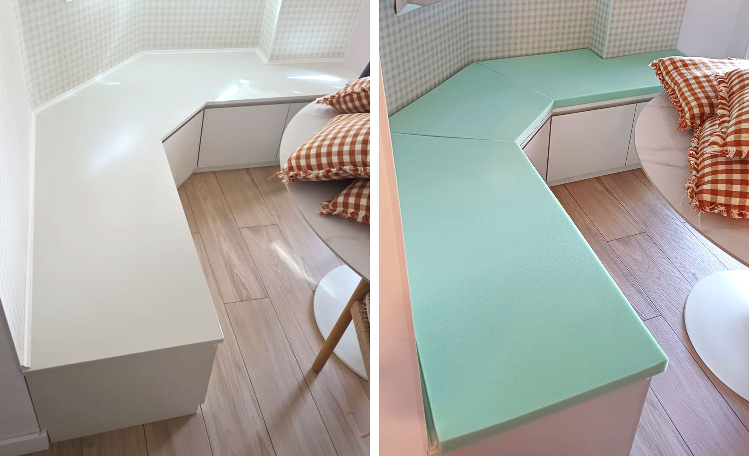 Banco de cocina sin espuma y con espuma