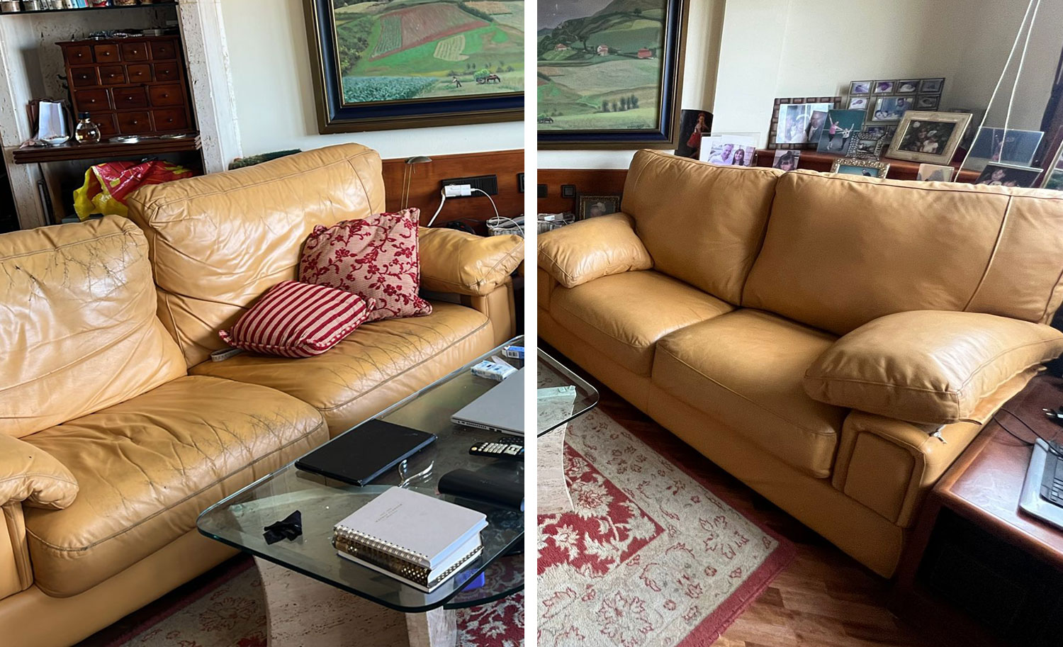 Antes y después: renovación de sofá de cuero con espuma