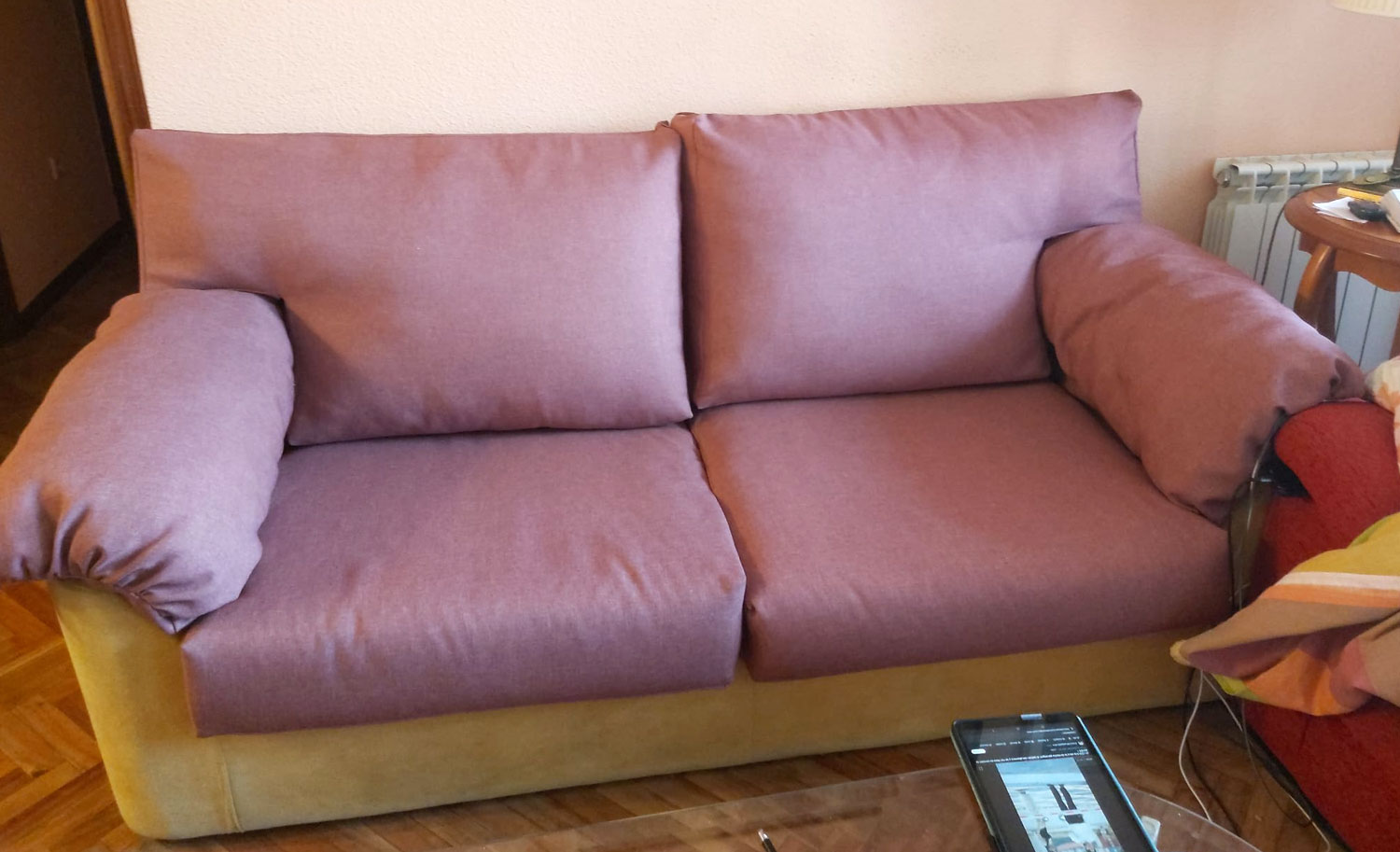 Respaldo de sofá. (vista general del resultado final)